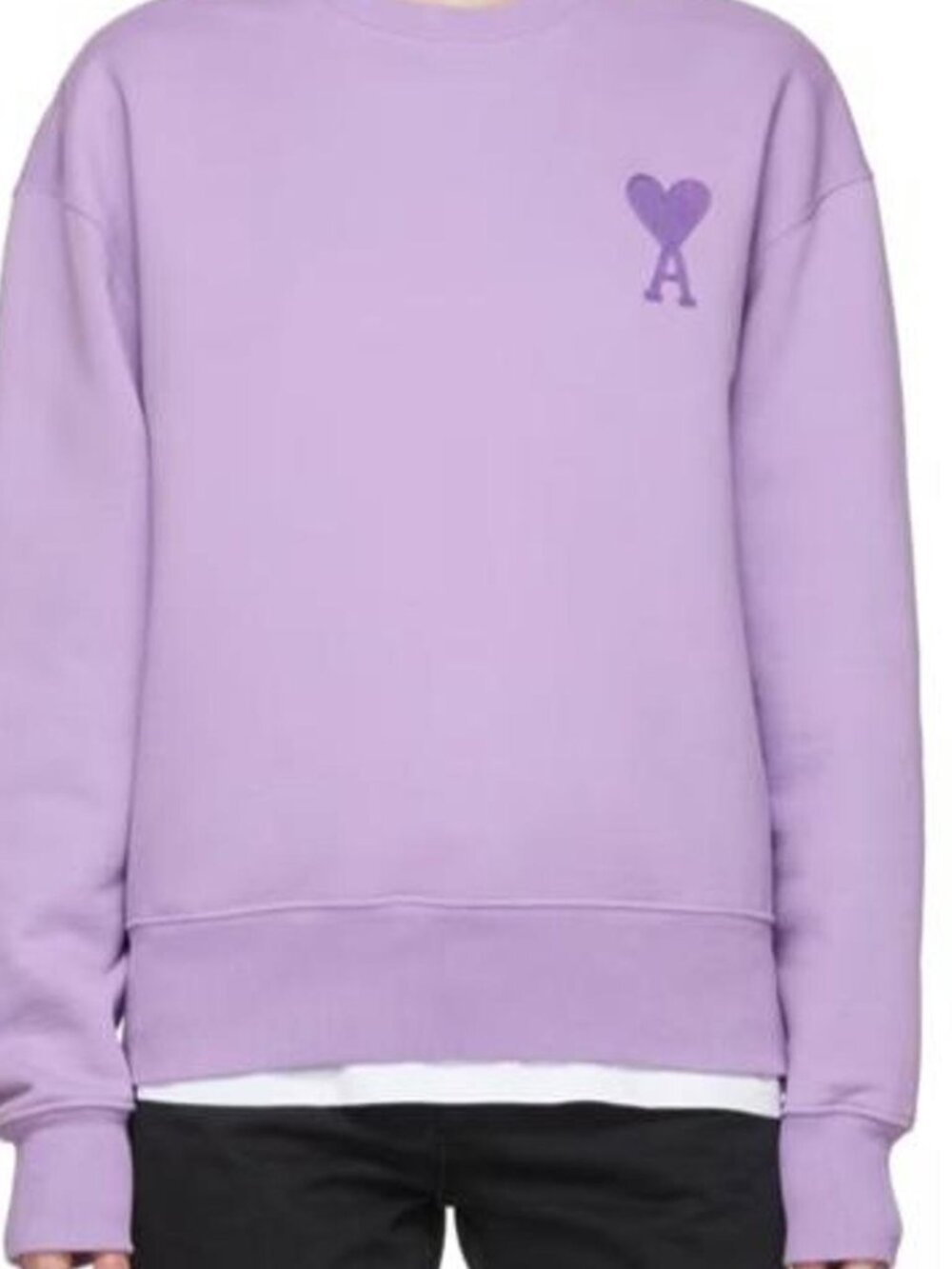 AMI Paris Ami de Coeur Embroidered Sweatshirt Lilac Purple Crewneck Sz m